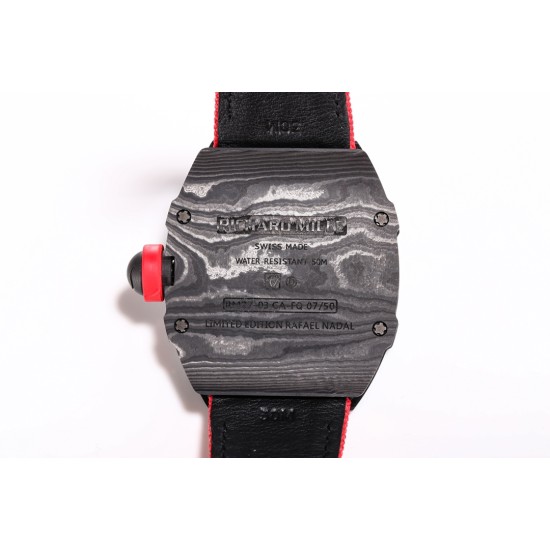 Richard Mille-RM27-03 Limited Edition Rafael Nadal 43mm Black NTPT/NY Red Strap BBR Tourbillon