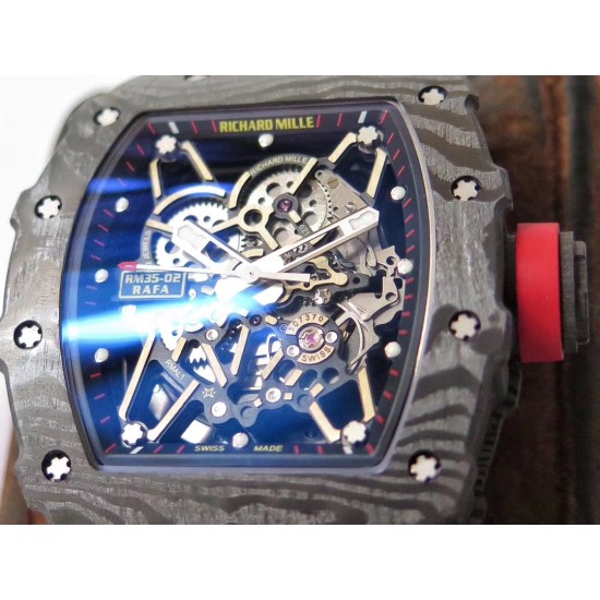 Richard Mille - RM35-02 42.7mm Carbon Case Rubber Strap Skeleton Dial ZF RMUL3 Super Clone