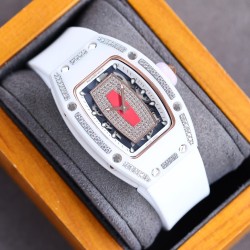 Richard Mille-RM07-01 Ladies 31.5mm Red Diamonds Dial on White Rubber Strap BBA CRMA2