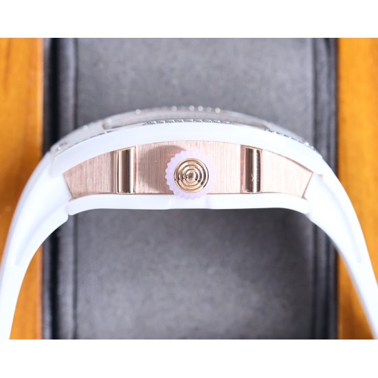 Richard Mille-RM07-01 Ladies 31.5mm Red Diamonds Dial on White Rubber Strap BBA CRMA2