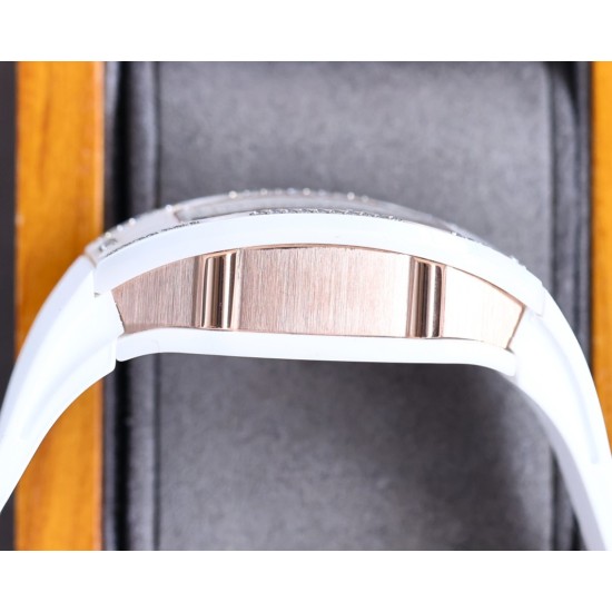 Richard Mille-RM07-01 Ladies 31.5mm Red Diamonds Dial on White Rubber Strap BBA CRMA2