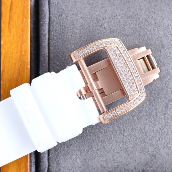 Richard Mille-RM07-01 Ladies 31.5mm Red Diamonds Dial on White Rubber Strap BBA CRMA2