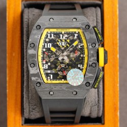 Richard Mille - RM011-03 40mm Auto Flyback Chrono Forged NTPT Carbon Case Rubber Strap A7750 Super Clone