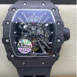 Richard Mille- RM12-01  NTPT Forged Carbon Case Skeleton dail with Rubber strap KVF Tourbillon
