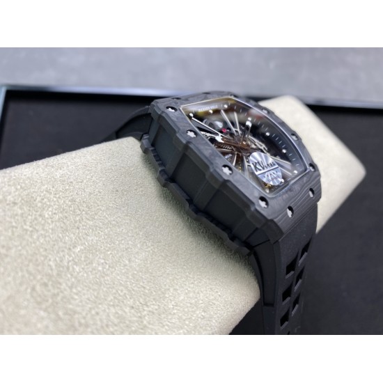 Richard Mille- RM12-01  NTPT Forged Carbon Case Skeleton dail with Rubber strap KVF Tourbillon