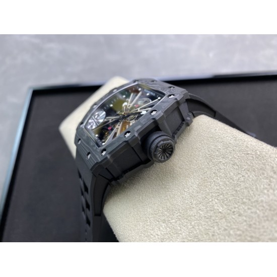 Richard Mille- RM12-01  NTPT Forged Carbon Case Skeleton dail with Rubber strap KVF Tourbillon