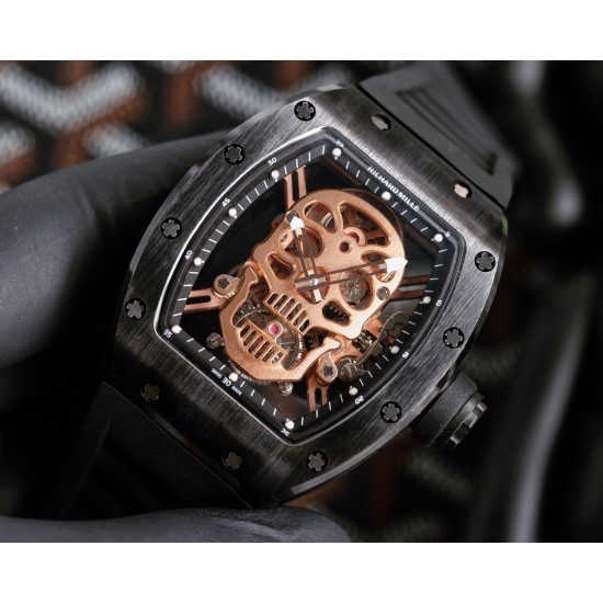 Richard Mille - RM52-01 42mm PVD Titanium Case Rose Gold Skull Skeleton Dial Tourbillon