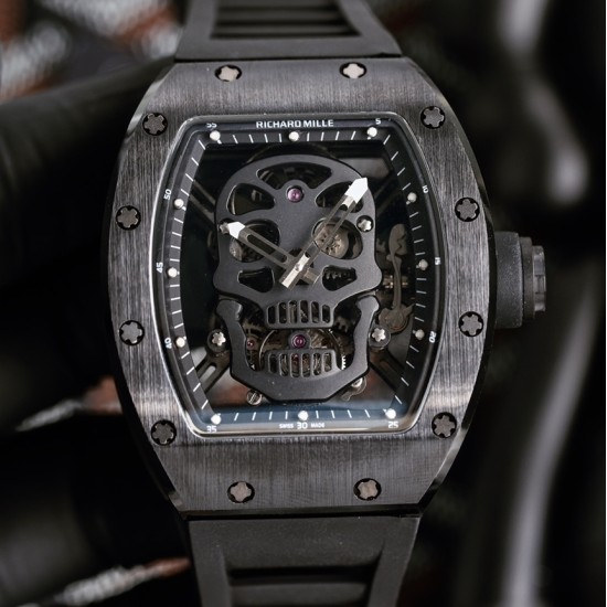 Richard Mille - RM52-01 42mm PVD Titanium Case Rose Black Skull Skeleton Dial Tourbillon
