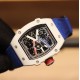Richard Mille-RM67-02 White Ceramic/Black Carbon Case Skeleton Dial on Blue Strap VAF CRMA7