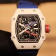 Richard Mille-RM67-02 White Ceramic/Black Carbon Case Skeleton Dial on Blue Strap VAF CRMA7