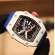 Richard Mille-RM67-02 White Ceramic/Black Carbon Case Skeleton Dial on Blue Strap VAF CRMA7
