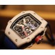 Richard Mille-RM67-02 White Ceramic/Black Carbon Case Skeleton Dial on Blue Strap VAF CRMA7