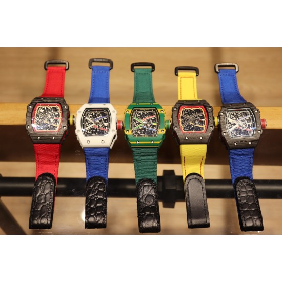 Richard Mille-RM67-02 White Ceramic/Black Carbon Case Skeleton Dial on Blue Strap VAF CRMA7