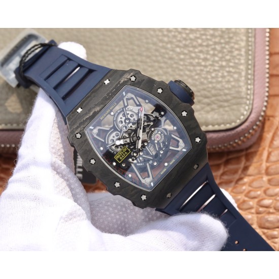 Richard Mille - RM35-02 Black NTPT Carbon Fiber Case Rubber Strap Skeleton Dial NTF RMAL1