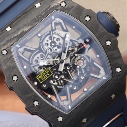 Richard Mille - RM35-02 Black NTPT Carbon Fiber Case Rubber Strap Skeleton Dial NTF RMAL1