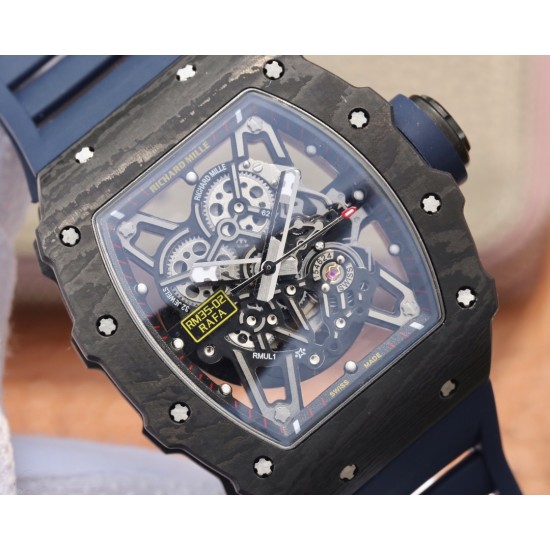 Richard Mille - RM35-02 Black NTPT Carbon Fiber Case Rubber Strap Skeleton Dial NTF RMAL1