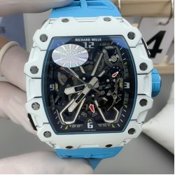 Richard Mille - RM35-03 Rafael Nadal Watch for Men White Carbon Fiber Case Blue Strap Automatic