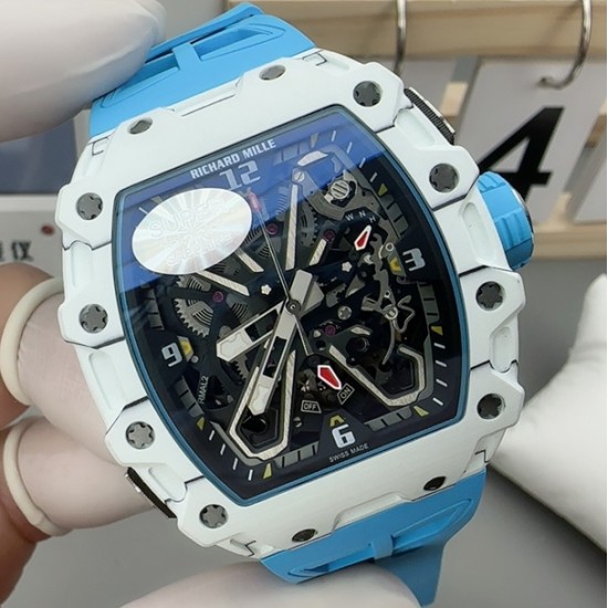 Richard Mille - RM35-03 Rafael Nadal Watch for Men White Carbon Fiber Case Blue Strap Automatic