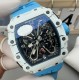 Richard Mille - RM35-03 Rafael Nadal Watch for Men White Carbon Fiber Case Blue Strap Automatic