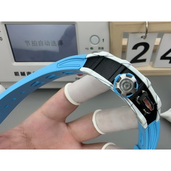 Richard Mille - RM35-03 Rafael Nadal Watch for Men White Carbon Fiber Case Blue Strap Automatic