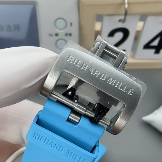 Richard Mille - RM35-03 Rafael Nadal Watch for Men White Carbon Fiber Case Blue Strap Automatic