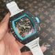 Richard Mille - RM055 Real NTPT Skeleton Blue Dial On White Rubber Strap YSF RMUL2
