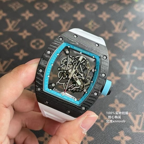 Richard Mille - RM055 Real NTPT Skeleton Blue Dial On White Rubber Strap YSF RMUL2