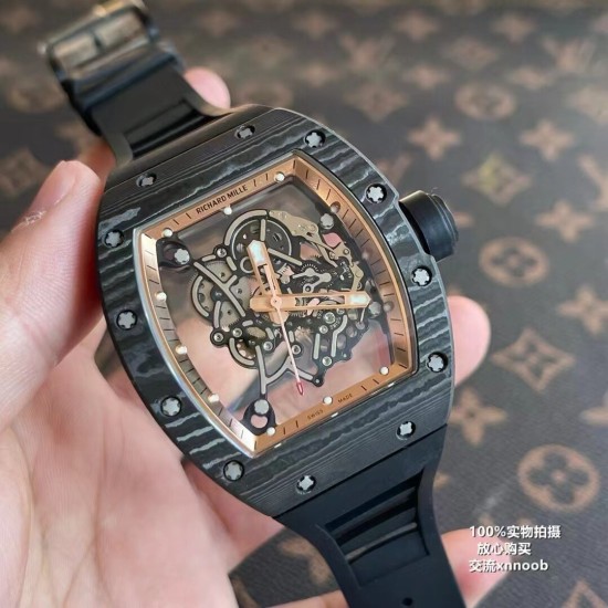 Richard Mille - RM055 Real NTPT Skeleton Gold Dial On Black Rubber Strap YSF RMUL2