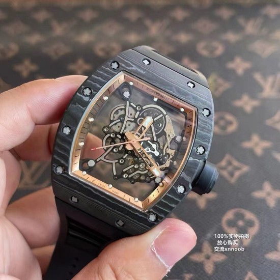 Richard Mille - RM055 Real NTPT Skeleton Gold Dial On Black Rubber Strap YSF RMUL2
