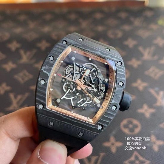 Richard Mille - RM055 Real NTPT Skeleton Gold Dial On Black Rubber Strap YSF RMUL2