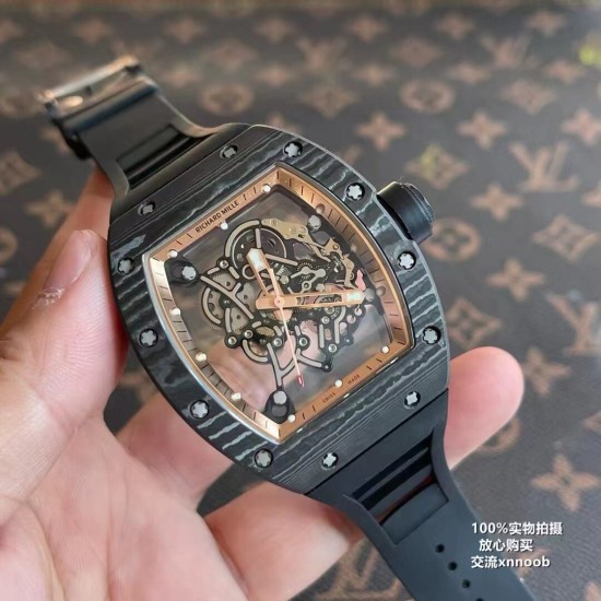 Richard Mille - RM055 Real NTPT Skeleton Gold Dial On Black Rubber Strap YSF RMUL2