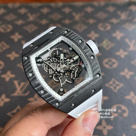 Richard Mille - RM055 Real NTPT Skeleton White Dial On White Rubber Strap YSF RMUL2
