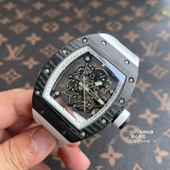 Richard Mille - RM055 Real NTPT Skeleton White Dial On White Rubber Strap YSF RMUL2
