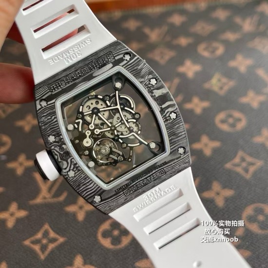 Richard Mille - RM055 Real NTPT Skeleton White Dial On White Rubber Strap YSF RMUL2