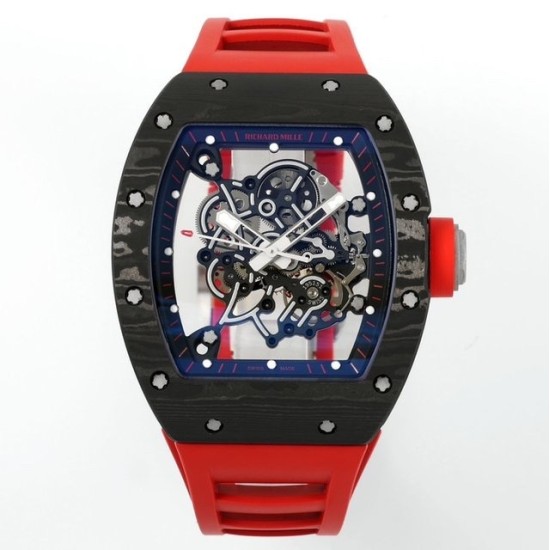 Richard Mille - RM055 NTPT/RU Black Rehuat On Red Rubber Strap ZF RMUL2 Super Clone