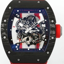 Richard Mille - RM055 NTPT/RU Black Rehuat On Red Rubber Strap ZF RMUL2 Super Clone