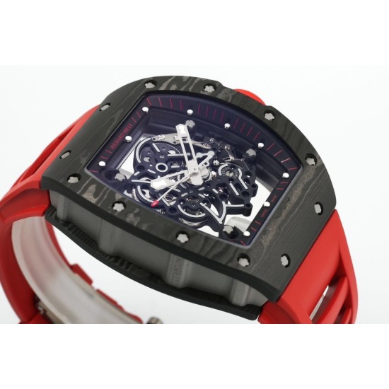 Richard Mille - RM055 NTPT/RU Black Rehuat On Red Rubber Strap ZF RMUL2 Super Clone