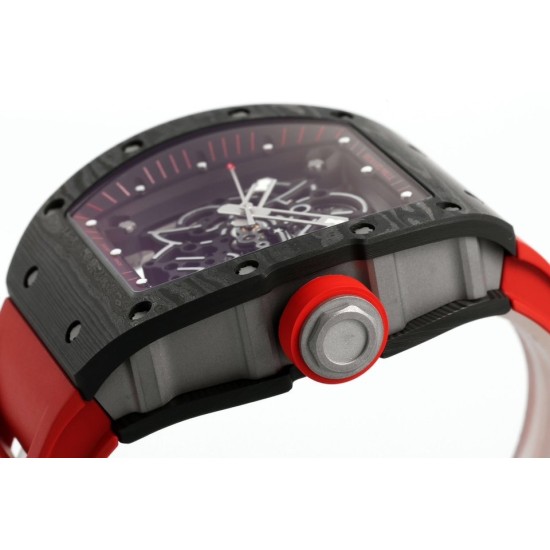 Richard Mille - RM055 NTPT/RU Black Rehuat On Red Rubber Strap ZF RMUL2 Super Clone
