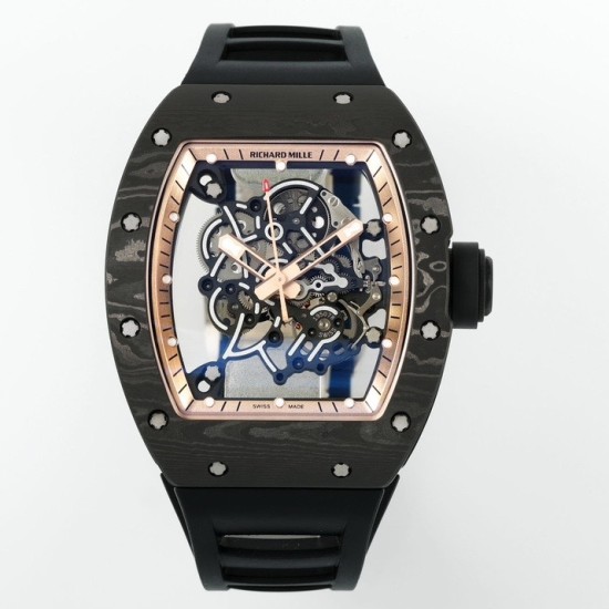 Richard Mille - RM055 NTPT/RU Gold Rehaut on Black Rubber Strap ZF RMUL2 Super Clone(New Rubber Strap)