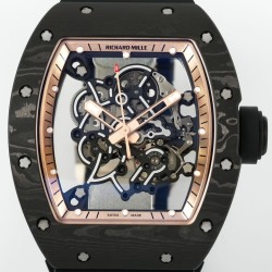 Richard Mille - RM055 NTPT/RU Gold Rehaut on Black Rubber Strap ZF RMUL2 Super Clone(New Rubber Strap)