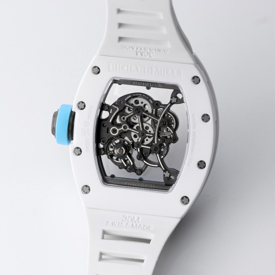Richard Mille - RM055 43mm White Cer/RU Skeleton Dial BBR RMUL2 Super Clone