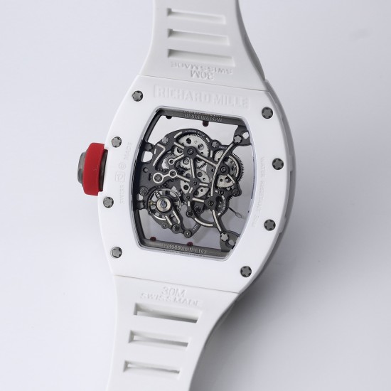 Richard Mille - RM055 43mm White Cer/RU Skeleton Dial BBR RMUL2 Super Clone