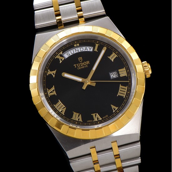 Tudor-Royal Day-Date 41mm SS/YG Black/Rmn V7F A2824