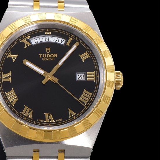 Tudor-Royal Day-Date 41mm SS/YG Black/Rmn V7F A2824