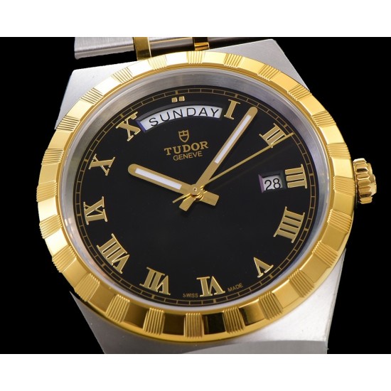 Tudor-Royal Day-Date 41mm SS/YG Black/Rmn V7F A2824
