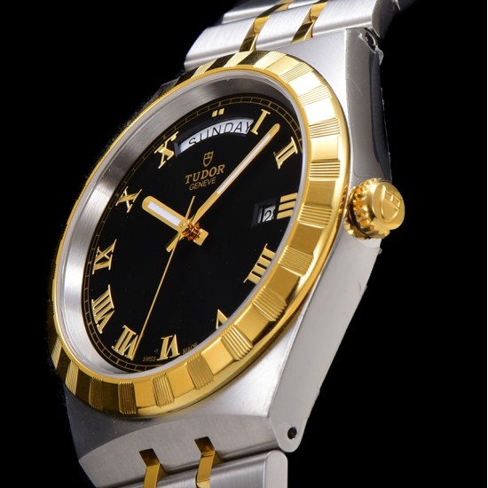 Tudor-Royal Day-Date 41mm SS/YG Black/Rmn V7F A2824