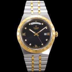 Tudor-Royal Day-Date 41mm SS/YG Black/Dia V7F A2824