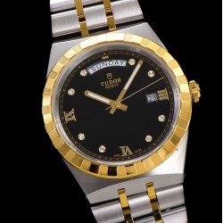 Tudor-Royal Day-Date 41mm SS/YG Black/Dia V7F A2824