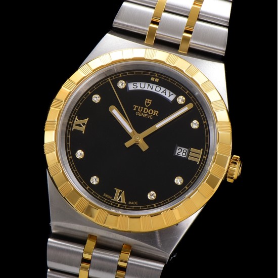 Tudor-Royal Day-Date 41mm SS/YG Black/Dia V7F A2824