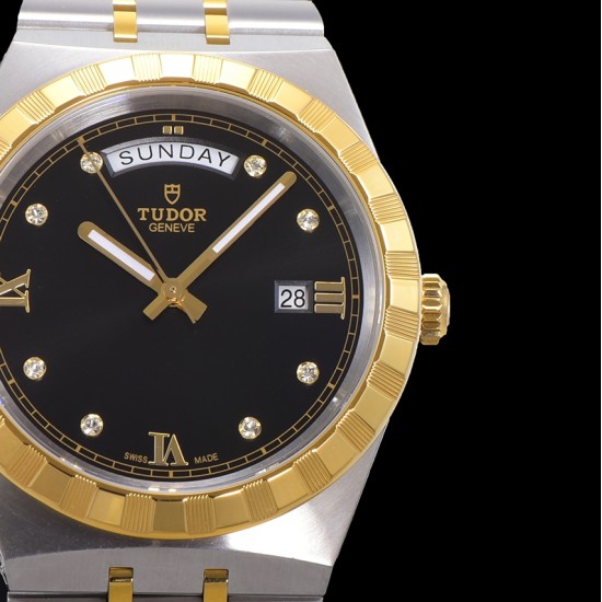 Tudor-Royal Day-Date 41mm SS/YG Black/Dia V7F A2824